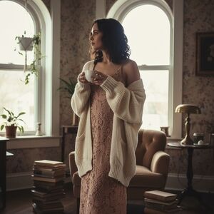 H&M Romantic Dusty Rose Lace Slip Dress